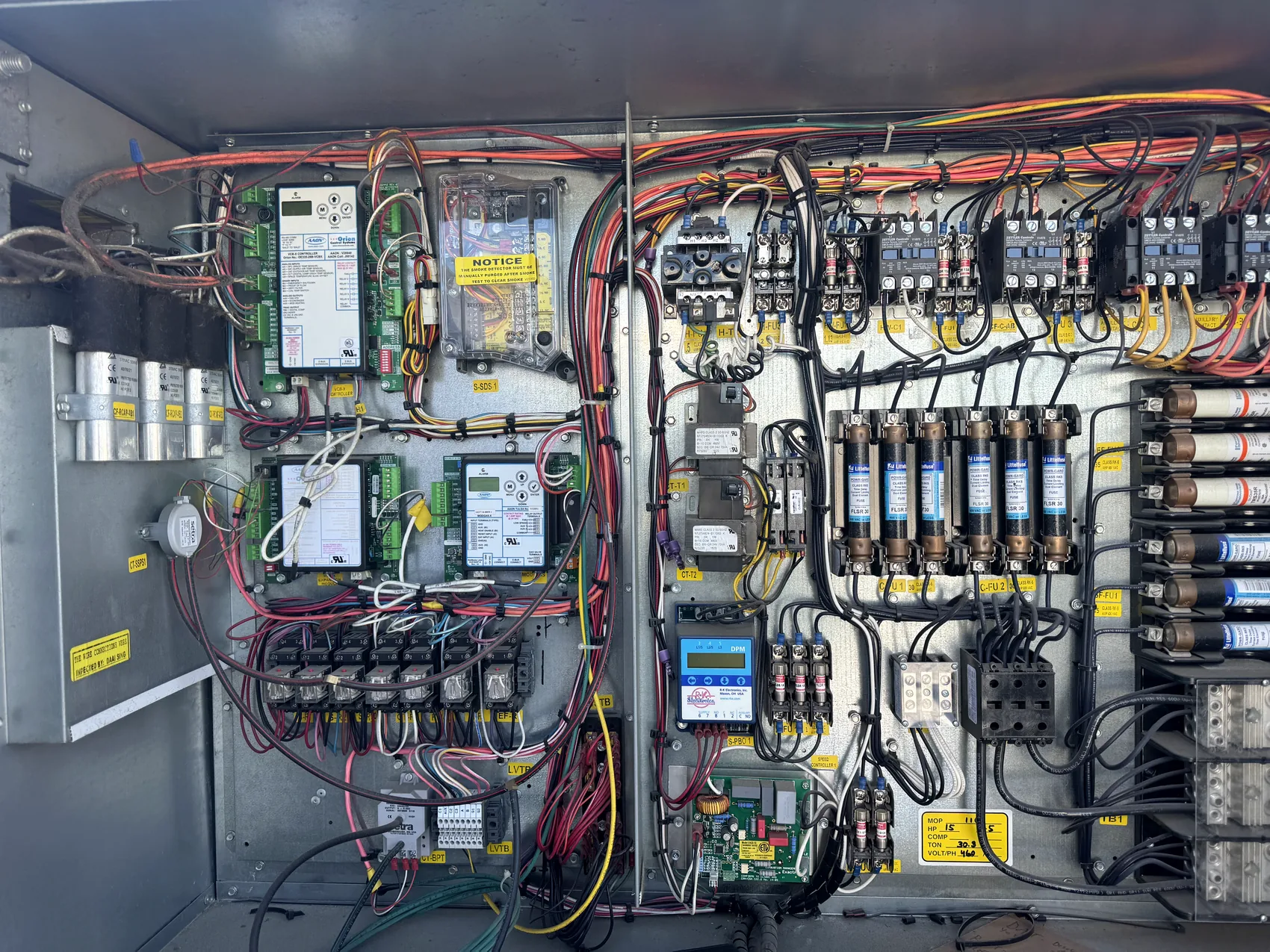 HVAC electrical controls and utility service panel