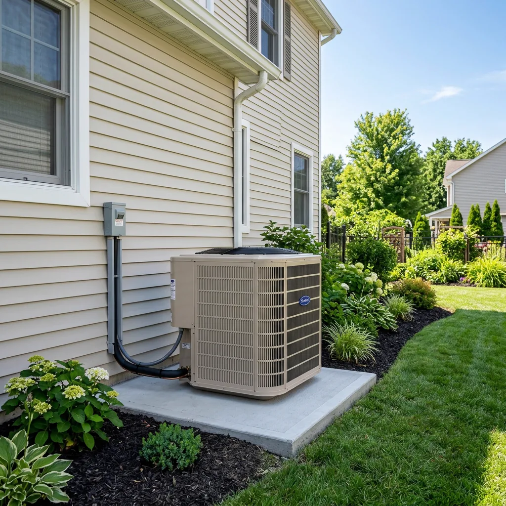 Completed residential air conditioner installation